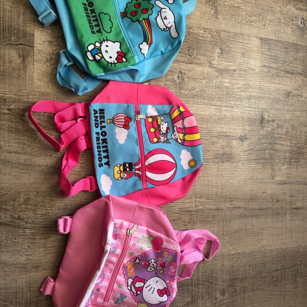 Hello Kitty Kids Backpack Trio - Blue, Pink, Red